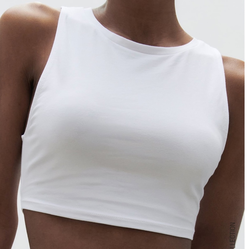 Zara white cropped tank top